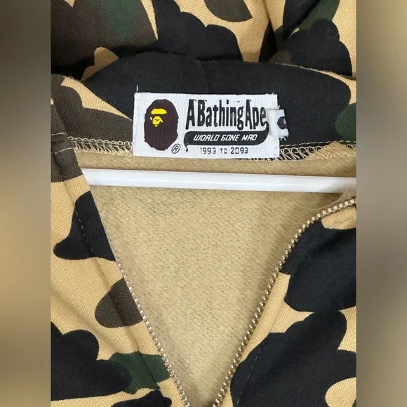 A Bathing Ape Bape ABC Green Camo Shark Full Zip Up Hoodie Medium Mens WGM